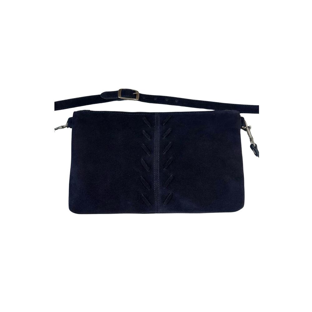 NEW KIM WHITE HANDBAGS & BELTS women's laced suede bag in navy